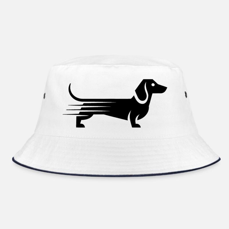 Dackel - Cooles Haustier Logo - Bucket Hat - Weiß/Navy