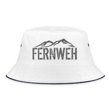 Fernweh Shirt Urlauber - Bucket Hat - Weiß/Navy - Vorne