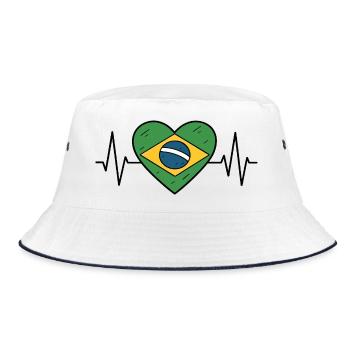 Brazil Heartbeat Line Flag Love Travel Design - Bucket Hat - white/navy - Front