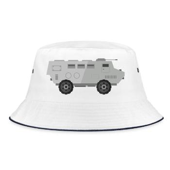 Military tank - Bucket Hat - white/navy - Front