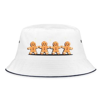 Gingerbread Quartet Holiday Charm - Bucket Hat - white/navy - Front
