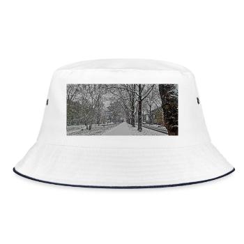 Winter avenue in snowfall - Bucket Hat - white/navy - Front