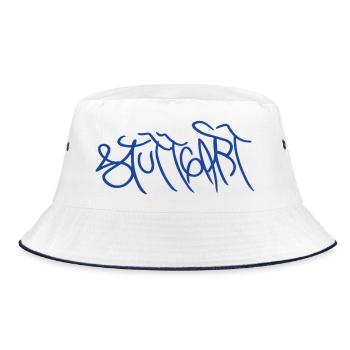 Geschenk für echte Stuttgarter*innen - Bucket Hat - Weiß/Navy - Vorne