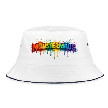MünsterMaus Farbensplash - Bucket Hat - Weiß/Navy - Vorne