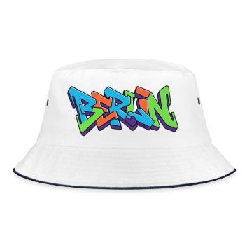 Berliner Straßen Graffiti Farbexplosion - Bucket Hat - Weiß/Navy - Vorne