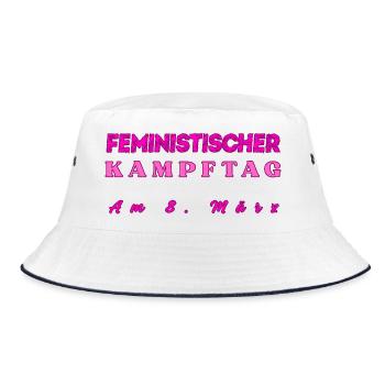 Feministischer Kampftag am 8. März Geschenkidee  - Bucket Hat - Weiß/Navy - Vorne