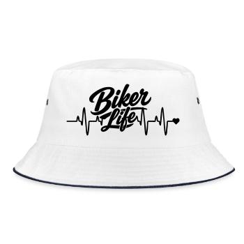 Biker herzfrequenz - Bucket Hat - Weiß/Navy - Vorne