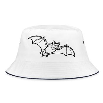Fledermaus - Bucket Hat - Weiß/Navy - Vorne