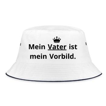 Papa Vorbild: Mein Held im Leben. - Bucket Hat - Weiß/Navy - Vorne