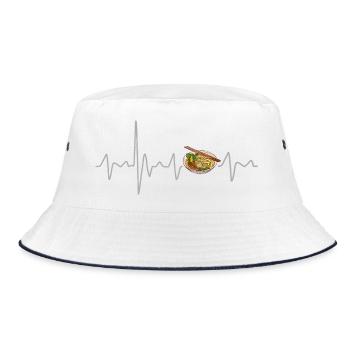 Pho Soup with Heartbeat Noodle Soup Vietnam Design - Bucket Hat - white/navy - Front