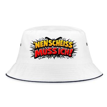 Nen Scheiss Muss Ich - Bucket Hat - Weiß/Navy - Vorne