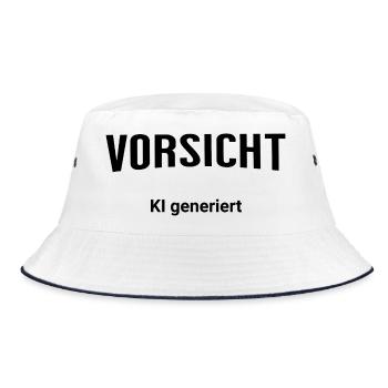 Vorsicht KI Generiert - Bucket Hat - Weiß/Navy - Vorne