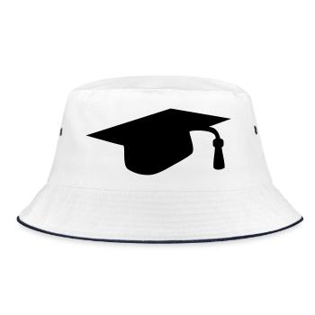 Abschlussmütze - Bucket Hat - Weiß/Navy - Vorne