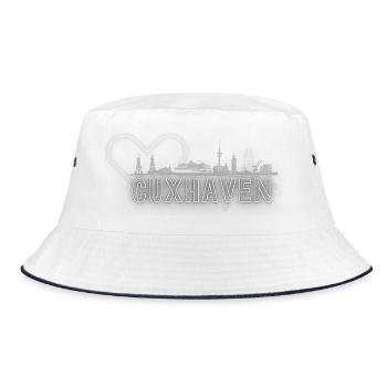 Cuxhaven Skyline | Maritimes Nordsee Design - Bucket Hat - Weiß/Navy - Vorne