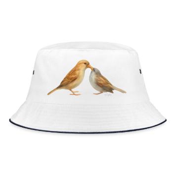 Motiv Vögel 1.1 - Bucket Hat - Weiß/Navy - Vorne