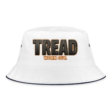 TREAD – Worn Out | A fun pun on the tread - Bucket Hat - white/navy - Front