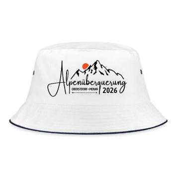 Alpenüberquerung 2026, Oberstdorf Meran, Wandern - Bucket Hat - Weiß/Navy - Vorne