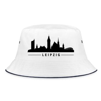Leipzig Skyline - Bucket Hat - Weiß/Navy - Vorne
