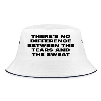 Tears And Sweat Sport Motivation Spruch Gym - Bucket Hat - Weiß/Navy - Vorne