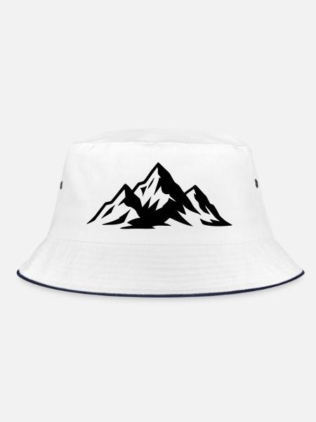 Silhouette der Schweizer Alpen - Bucket Hat - Weiß/Navy