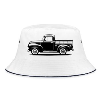 Alter Vintage Farm Pickup Truck - Bucket Hat - Weiß/Navy - Vorne