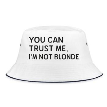 Du kannst mir vertrauen. Ich bin nicht blond. - Bucket Hat - Weiß/Navy - Vorne