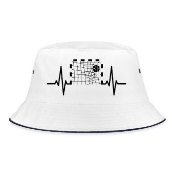 Handball Herzschlag Shirt – Tor im Puls - Bucket Hat - Weiß/Navy - Vorne