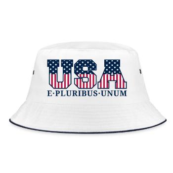 College USA Red White Blue Stars And Stripes Motto - Bucket Hat - Weiß/Navy - Vorne