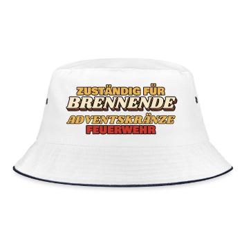 Zuständig für brennende Adventskränze - Bucket Hat - Weiß/Navy - Vorne