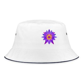 Polygon Lotus Flower – Mysticism, Nature & Relaxation - Bucket Hat - white/navy - Front