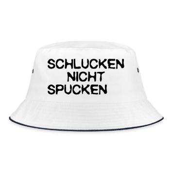 swallow do not spit, - Bucket Hat - white/navy - Front