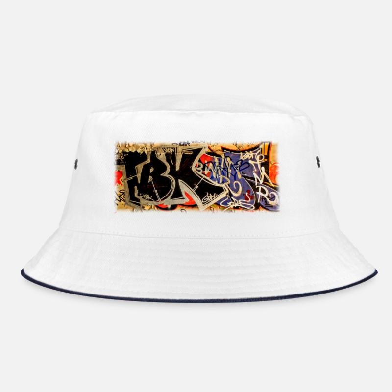 Graffiti - Bucket Hat - Weiß/Navy