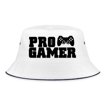pro gamer - Bucket Hat - white/navy - Front
