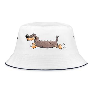 Flotter Dackel - Bucket Hat - Weiß/Navy - Vorne