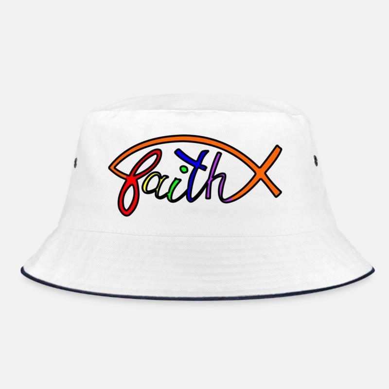 Vertrauen sie auf Jesus - Bucket Hat - Weiß/Navy