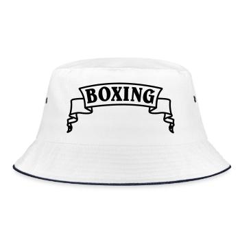 Boxing boxing text in pennant or banner - Bucket Hat - white/navy - Front