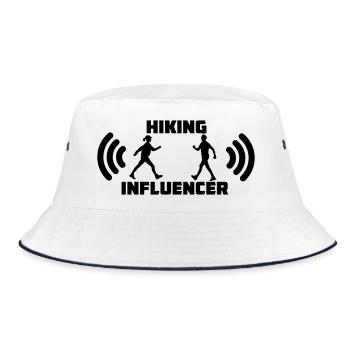 Walking with text Hiking Influencer logo - Bucket Hat - white/navy - Front