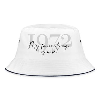 Vintage Year 1972 Script - Bucket Hat - white/navy - Front