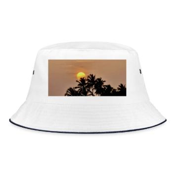 Silhouette Palmen bei Sonnenuntergang - Bucket Hat - Weiß/Navy - Vorne