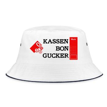 Kassenbongucker - Bucket Hat - Weiß/Navy - Vorne