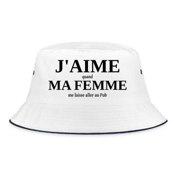 J'aime ma femme humour Pub (bar) - Bob - blanc/marine - Devant