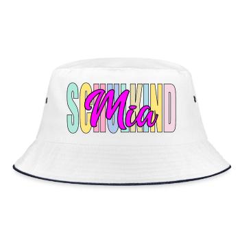 EINSCHULUNG SCHULKIND MÄDCHEN MIA VORNAME - Bucket Hat - Weiß/Navy - Vorne