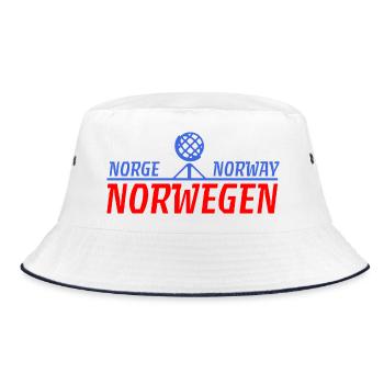Norwegen Norge Norway Emblem - Bucket Hat - Weiß/Navy - Vorne