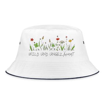 wiesenblume wild und ungezähmt wildblume blume - Bucket Hat - Weiß/Navy - Vorne