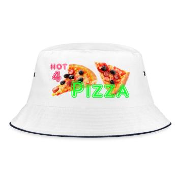 Hot 4 Pizza 🍕 Pizza Theme Klamotte für Liebhaber - Bucket Hat - Weiß/Navy - Vorne