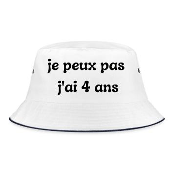 I can't I'm 4 years old - Bucket Hat - white/navy - Front