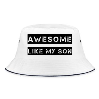 AWESOME LIKE MY SON Geschenk für Vater Mutter - Bucket Hat - Weiß/Navy - Vorne