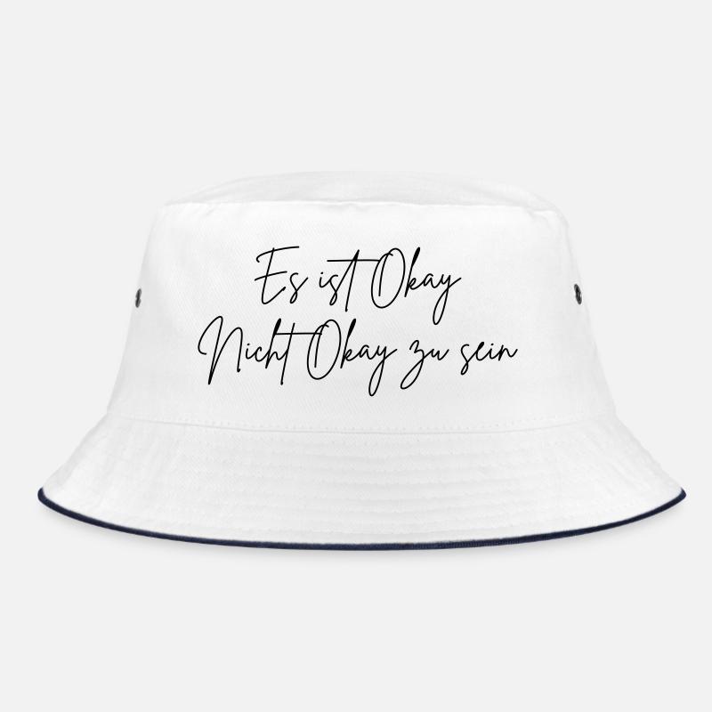 Es ist Okay nicht Okay zu sein (Farbe änderbar) - Bucket Hat - Weiß/Navy