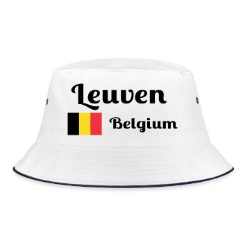 Leuven Belgium- Stylish prints - Bucket Hat - white/navy - Front
