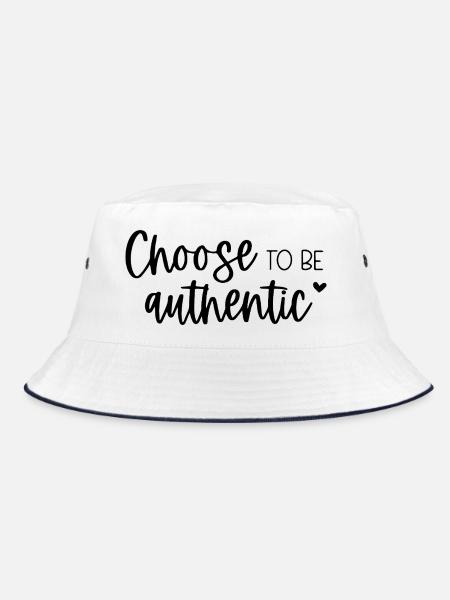 Choose To Be Authentic Inspirational Message - Bucket Hat - white/navy - Front